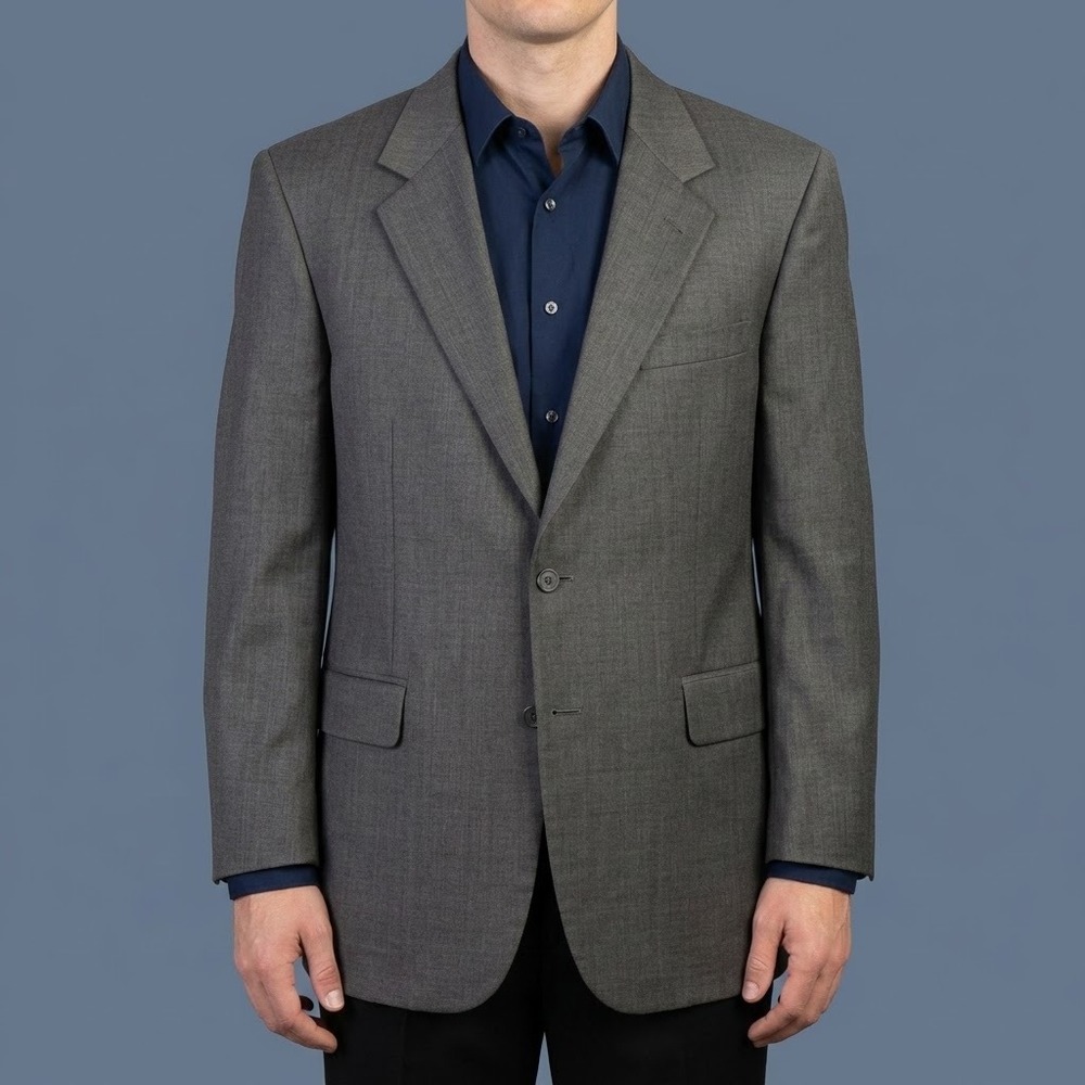 Oscar de la Renta 3019 Suit Jacket Mens 42R Gray Wool‎ EUC